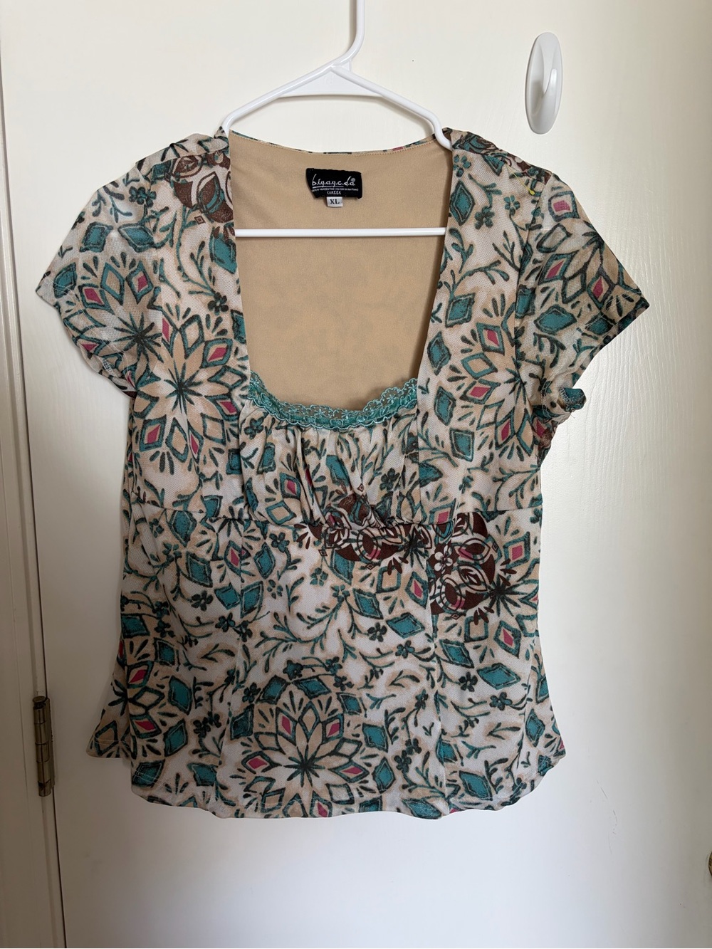 b. i.y.a.y.c.d.a brand Teal Floral Scoop Neck Women's XL Top